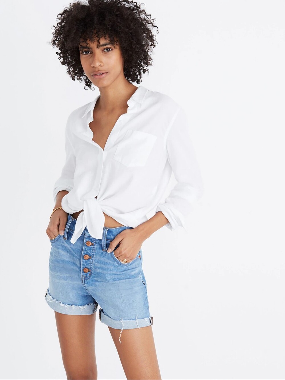 Madewell High-Rise Denim Shorts: Button-Front Edition Poppins Wash Stretch 24